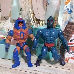 VTG MOTU 1982 Man-E-Faces & 1981 Webstor Action Figures Masters Of The Universe